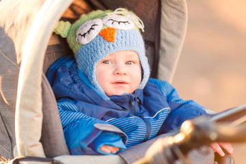 Cute little baby in a stroller