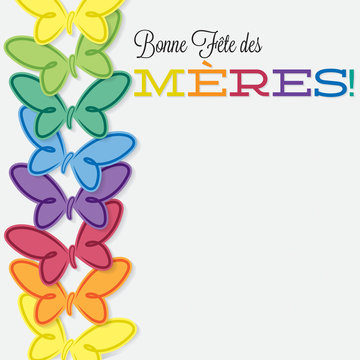 French line of butterflies Mother's Day card in vector format.