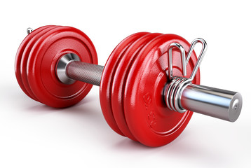 Dumbbells weigths over white background