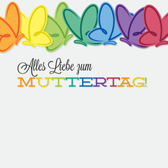 German line of butterflies Mother's Day card in vector format.