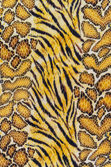 texture of print fabric stripes tiger and snake leather