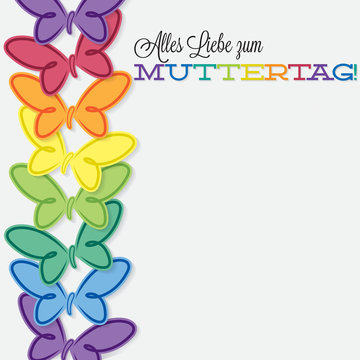 German line of butterflies Mother's Day card in vector format.