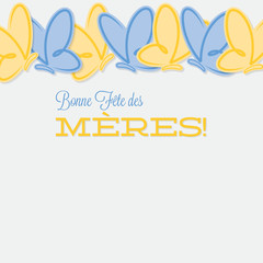 Fototapeta na wymiar French line of butterflies Mother's Day card in vector format.