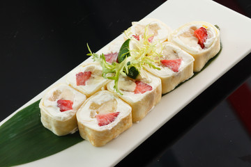sushi with banana and strawberry