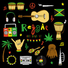 Vector reggae set - obrazy, fototapety, plakaty