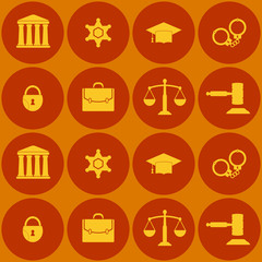 Seamless background with symbols of law and courts for your design