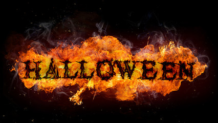 Halloween sign made of Fire flames