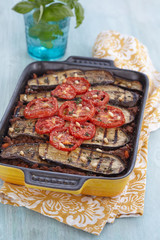 Baked gratin with ground meat and eggplants