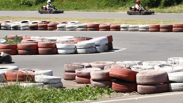 Race karting on a track