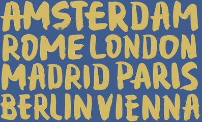 City seamless pattern. Brush and ink. Calligraphy.