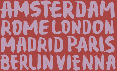 City seamless pattern. Brush and ink. Calligraphy.