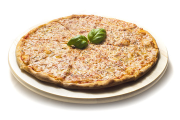 Pizza margherita on white background
