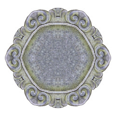 Old carved stone frame on white background for easy selection