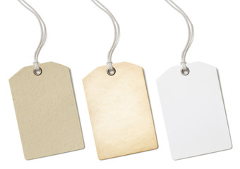 Blank paper price tags or labels set isolated 