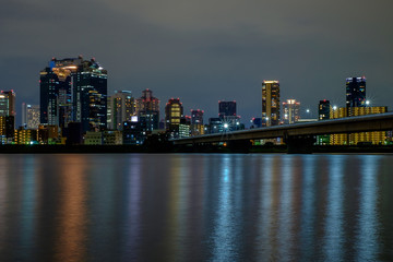 Fototapeta premium 大阪の夜景 淀川から見た梅田