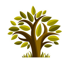 Fototapeta premium Art fairy illustration of tree, stylized eco symbol. Insight vec