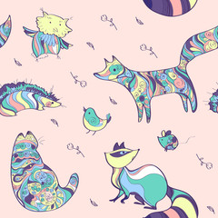 animal hand drawn pattern