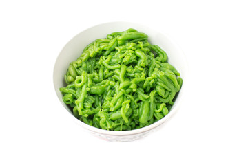 thai desserts, noodles made of rice eaten on white background