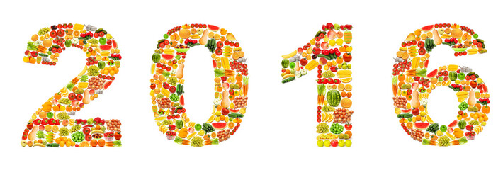 Year 2016 made from fruits