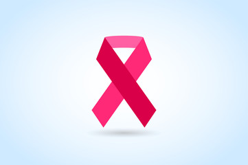 Breast cancer ribbon on white background
