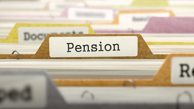 Pension Concept On File Label.