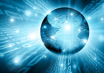 Best Internet Concept of global business. Globe, glowing lines