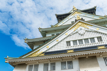 Osaka castle with blue sky