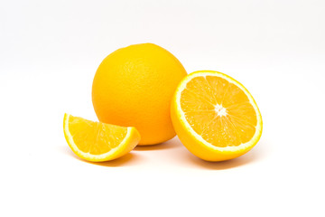 Sliced orange fruit isolated on white background