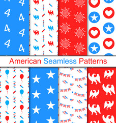 Obraz premium Set Seamless Pattern for Independence Day