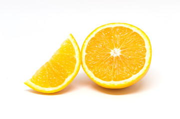Two Slices of Orange Isolated on White Background