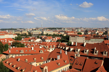 Naklejka na ściany i meble View of red roofs of Prague, Czech republic