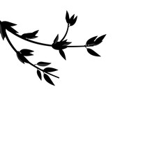  Black Silhouette Branch Tree with Leafs