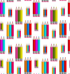 Seamless Pattern with Colorful Pencils