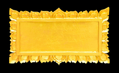 Golden Thai sculpture frame in Thai temple isolated on black wit