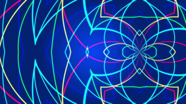 blue abstract background, kaleidoscope light, loop