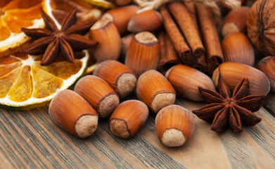 Spices and dried oranges