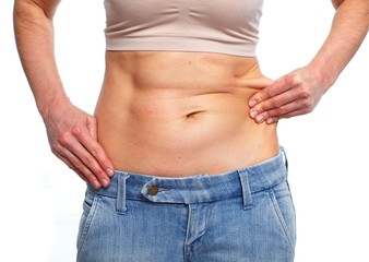 Naklejka premium Woman with fat belly.