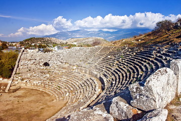 Fototapeta na wymiar Amphitheatre in Letoon sanctuary near Xanthos, Turkey