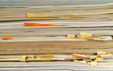 Fototapeta premium stack of old magazines, close up