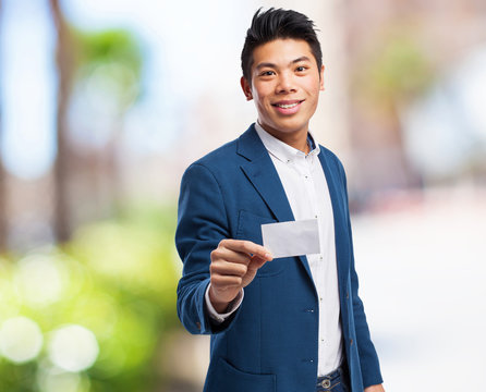 Chinese Man With Visit Card