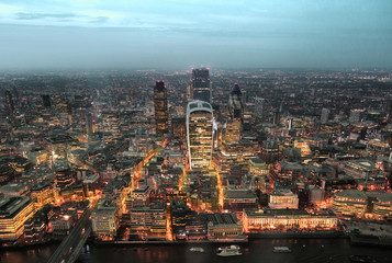 Aerial view of night London