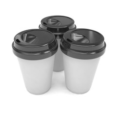 Three paper coffee cups
