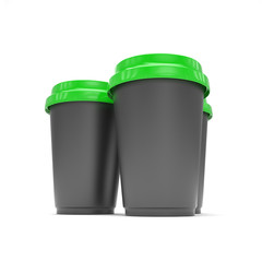 Three paper coffee cups