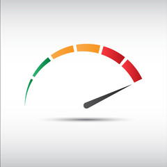 Color vector tachometer,  speedometer icon, performance measurement symbol