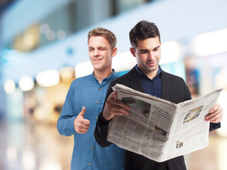 young man with newspaper