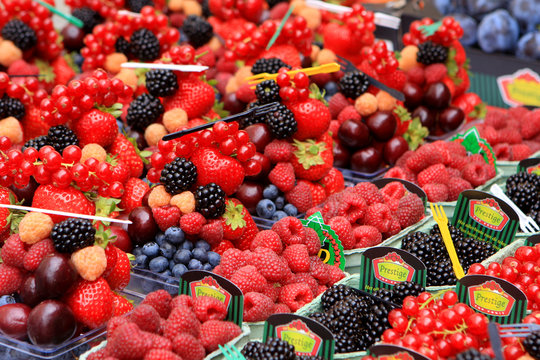 Fresh Berries at the Havel's Market, Prague, Czech Republic