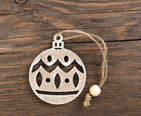 Wooden christmas ball decoration