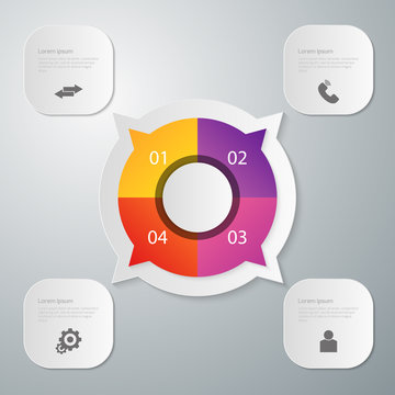 Vector illustration infographics circle with four quadrants . Rectangles with rounded corners.