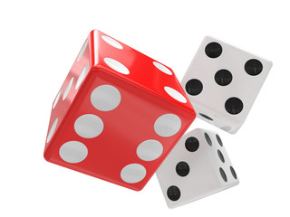 three dices on white