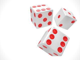 three dices on white